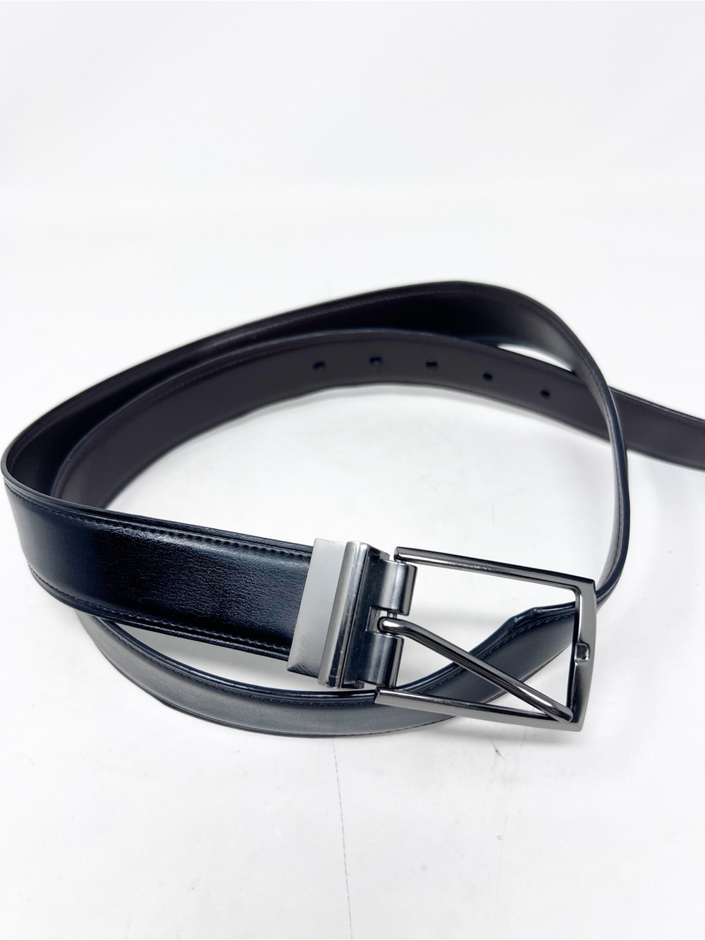 UNBRANDED BROWN BLACK REVERSIBLE LEATHER DRESS BELT MENS 41”